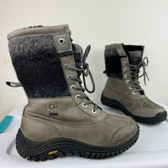 UGG Adirondack ll Waterproof Leather Lace Up Boot Sz 6 Vibram Sole - Picture 7 of 14